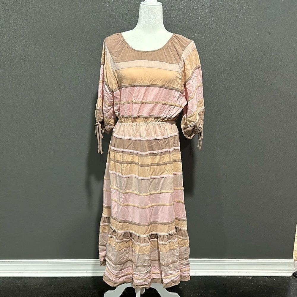 Storia Neapolitan Stripe Midi Dress M - Picture 3 of 8